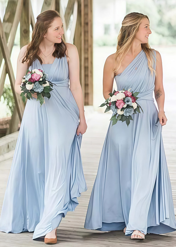 Doreen | Romance Dreamer Convertibl Dusty Blue Chiffon Maxi Bridesmaid Dress With Multiway Infinity - Price #Price_Variant_Lowest# - Dusty Blue - Promdressclub