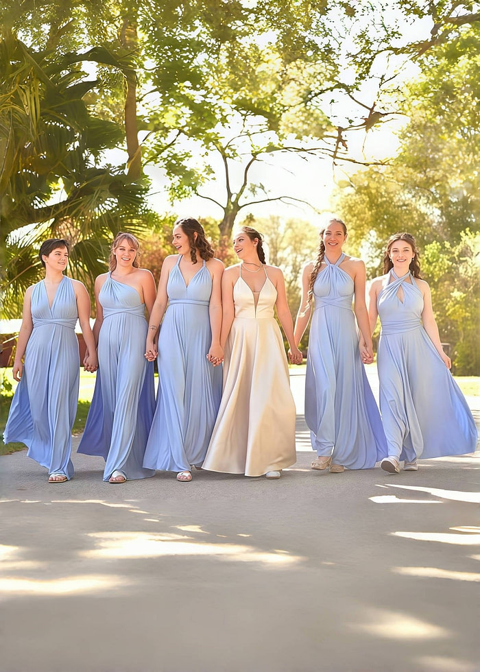 Doreen | Romance Dreamer Convertibl Dusty Blue Chiffon Maxi Bridesmaid Dress With Multiway Infinity - Price #Price_Variant_Lowest# - Dusty Blue - Promdressclub