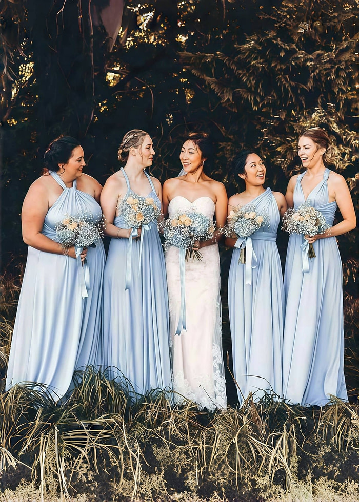 Doreen | Romance Dreamer Convertibl Dusty Blue Chiffon Maxi Bridesmaid Dress With Multiway Infinity - Price #Price_Variant_Lowest# - Dusty Blue - Promdressclub