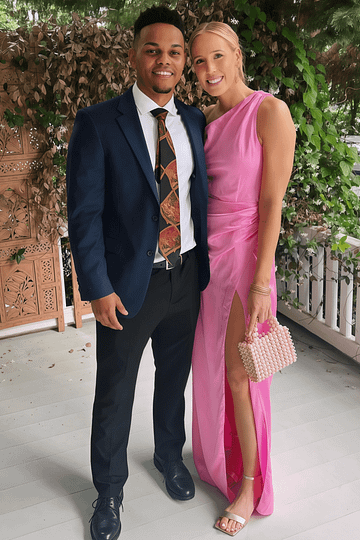 Amelia | Sheath Pleated Hot Pink Stretch Satin Maxi Bridesmaid Dress with Slit and One Shoulder - Price #price_variant_lowest# - Hot Pink - PromDressClub