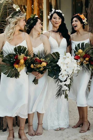 Athena | Sexy Sheath Spaghetti Straps White Chiffon Midi Bridesmaid Dress - Price #price_variant_lowest# - White - PromDressClub