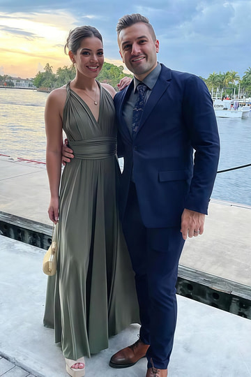 Debby | Elegant Infinity Dark Olive Green Chiffon Maxi Bridesmaid Dress with Multiway Convertible - Price #price_variant_lowest# - Olive Green - PromDressClub