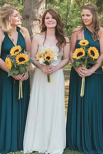 Deborah | Eternal Convertible Teal Blue Chiffon Maxi Bridesmaid Dress with Multiway Infinity - Price #price_variant_lowest# - Teal Green - PromDressClub