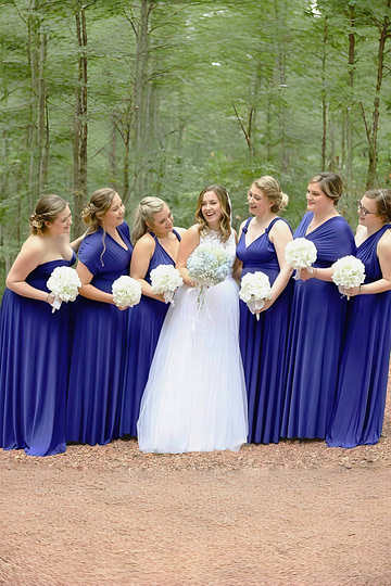 Dolores | Immensely Glam Multiway Infinity Indigo Blue Chiffon Maxi Bridesmaid Dress with Convertible - Price #price_variant_lowest# - Dark Blue - PromDressClub