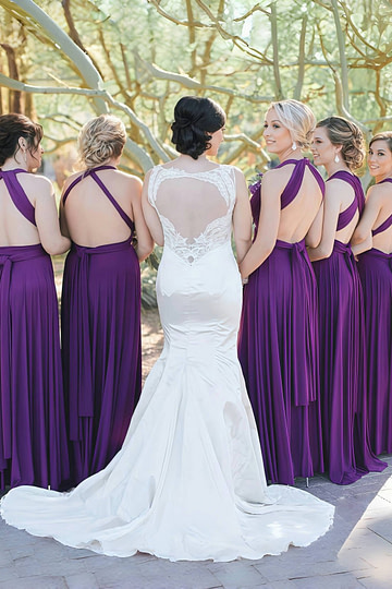 Dominic | Truly a Beauty Infinity Purple Chiffon Maxi Bridesmaid Dress with Multiway Convertible - Price #price_variant_lowest# - Purple - PromDressClub