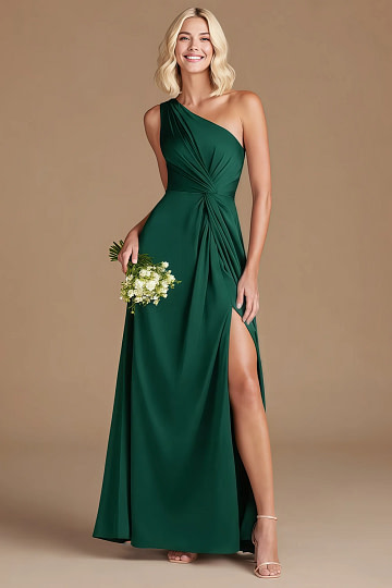 Akaks Gleeful Emerald Green Satin Bridesmaid Dresses | Akaks