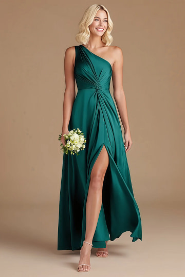 Akaks Gleeful Peacock Satin Bridesmaid Dresses | Akaks