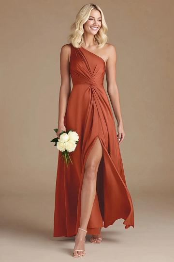Akaks Gleeful Rust Satin Bridesmaid Dresses Image537011