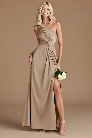 Akaks Gleeful Taupe Satin Bridesmaid Dresses Image812674