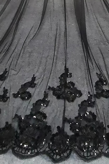 Akaks Cathedral Length Pippa Black Veil Wedding with Sequins Image873603