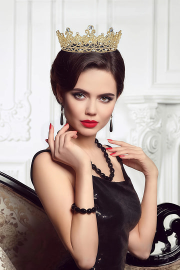 Akaks Liora Gold Metal Frame With White Crystal Princess Tiara Queen Hair Crown Party Prom Image294230