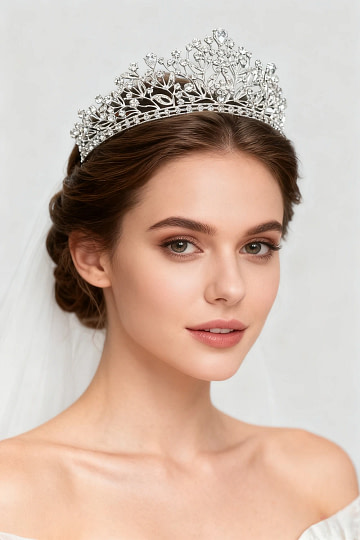 Akaks Maris Silver Metal Frame With White Crystal Gala Crystal Fairy Crown With Princess Image284601