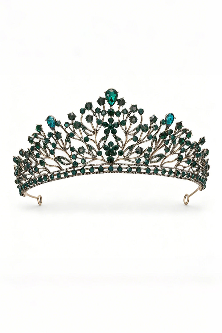 Akaks Maris Bronze Metal Frame With Green Crystal Gala Crystal Fairy Crown With Princess Image157523