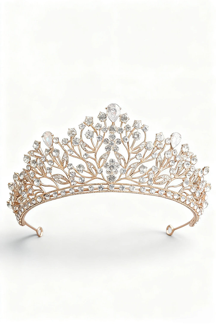 Akaks Maris Gold Metal Frame With White Crystal Gala Crystal Fairy Crown With Princess Image230257