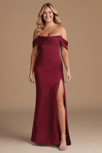 best red bridesmaid dresses Elegant Mermaid Bridesmaid Dresses Appliques Off Shoulder – Lisposa main image 0