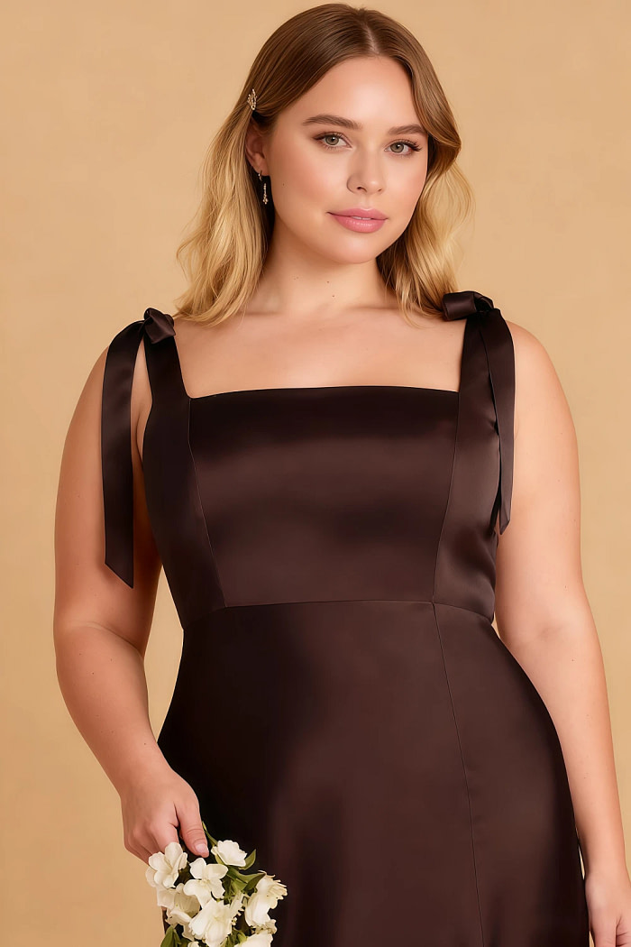 Aria Convertible Satin Espresso Bridesmaid Dress | Akaks Aria Convertible Satin Espresso Bridesmaid Dress | Akaks