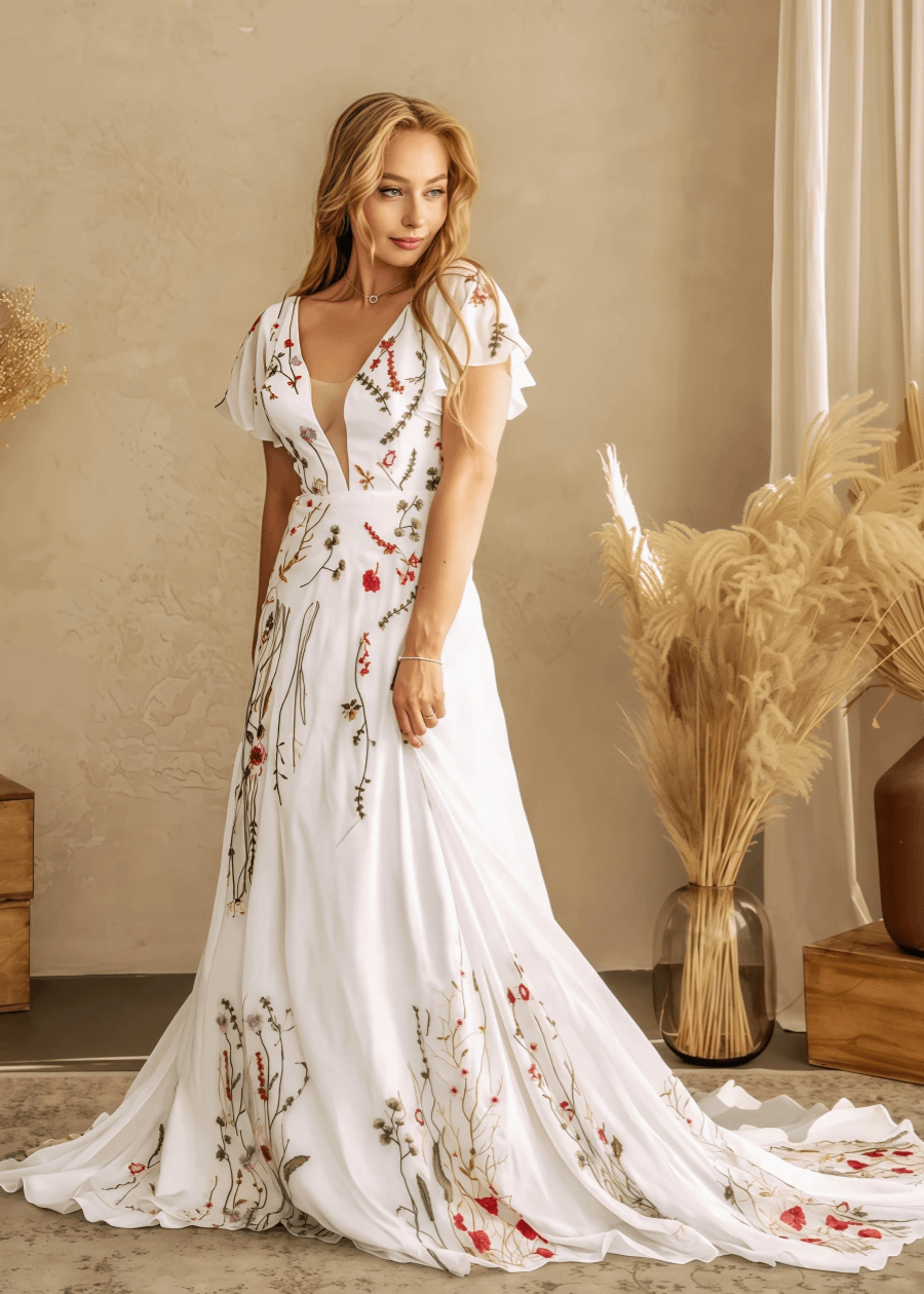 Akaks Neuschwanstein Embroidered Wedding Gown