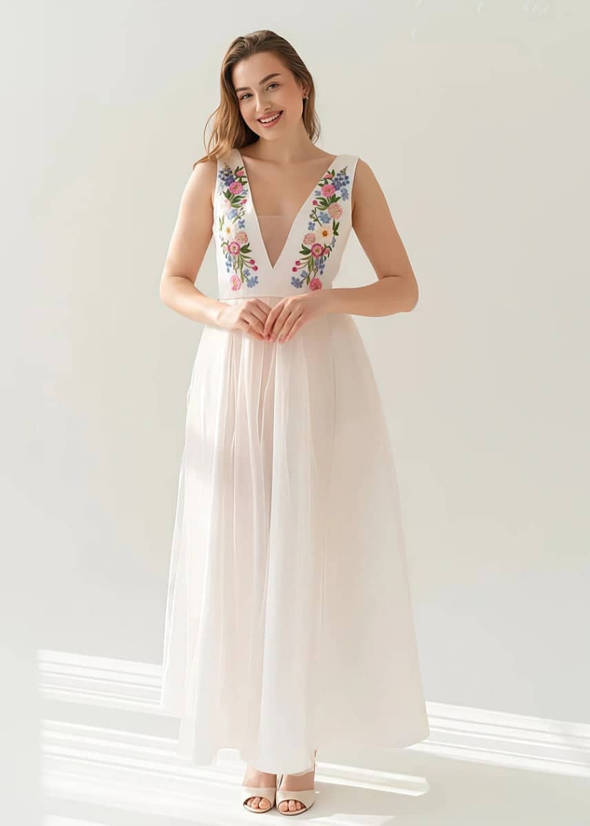 Akaks Santorini V Neck Wedding Dress