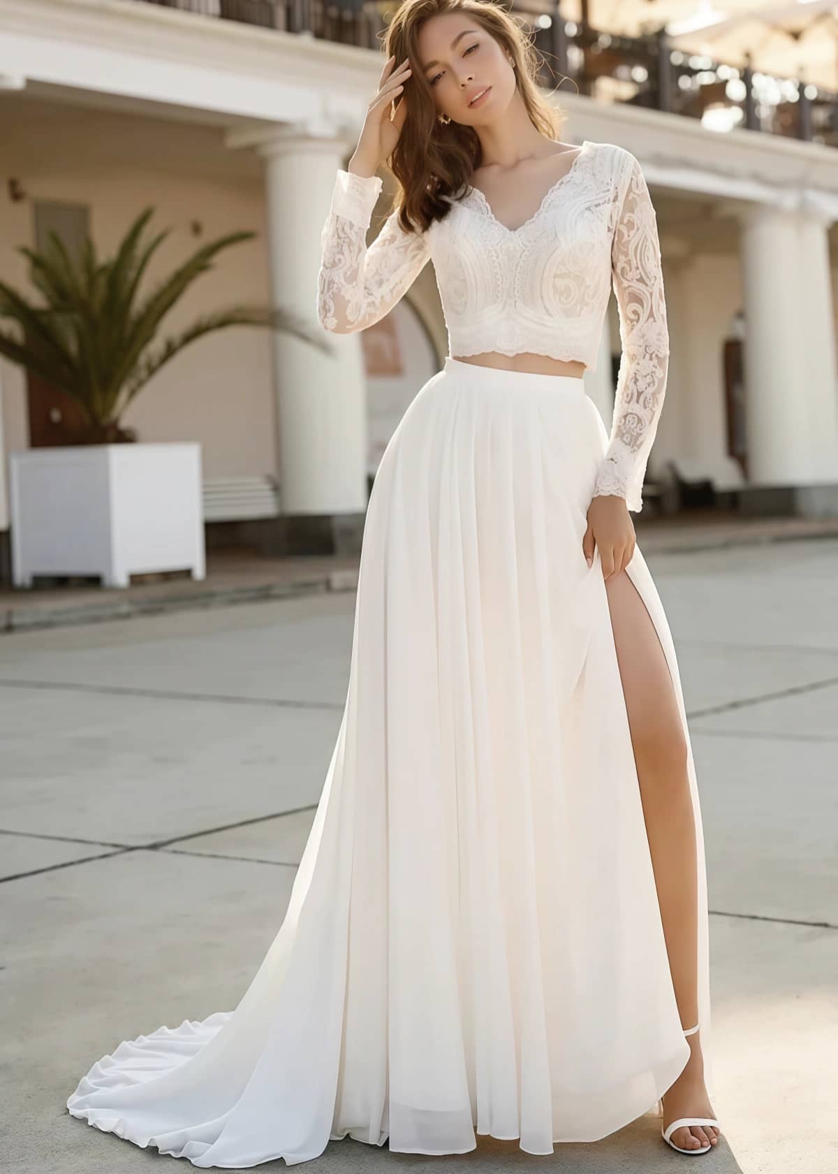 Akaks Sala 2 Piece Beach Wedding Dress Under 500