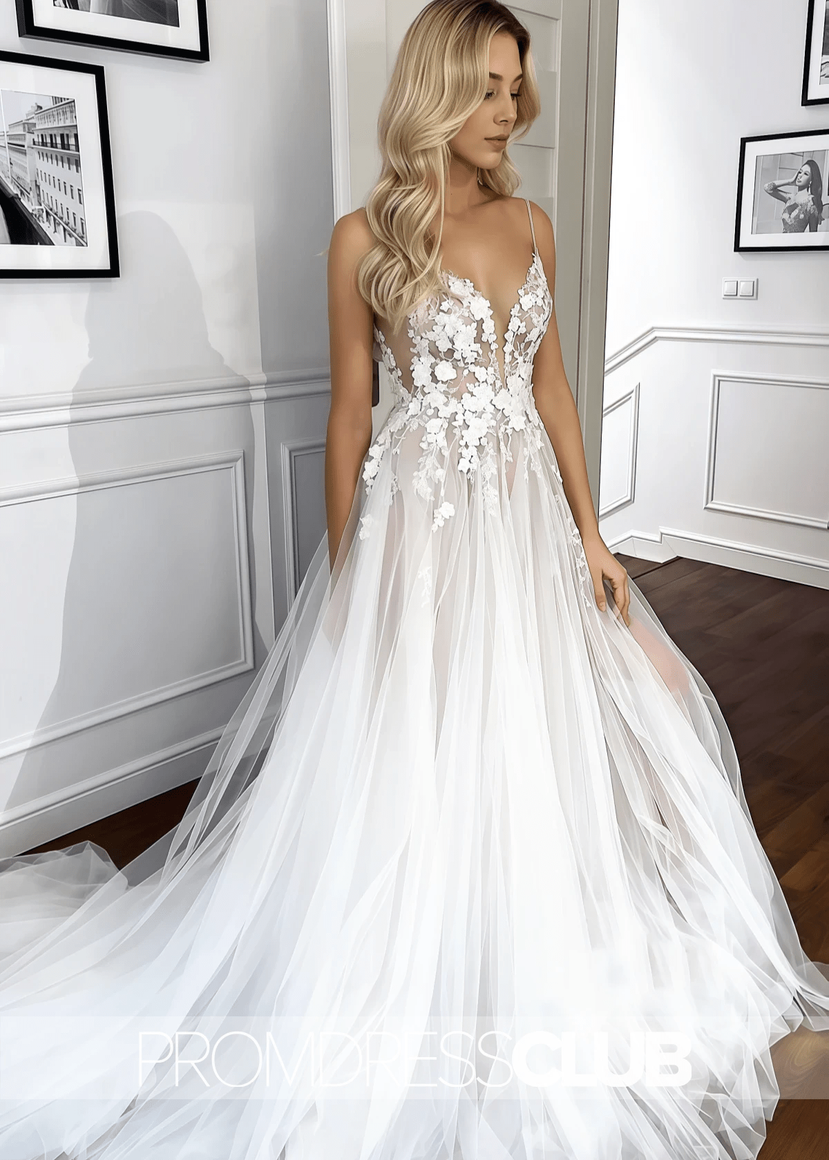 Promdressclub Mignon Long White Wedding Dresses Under 500