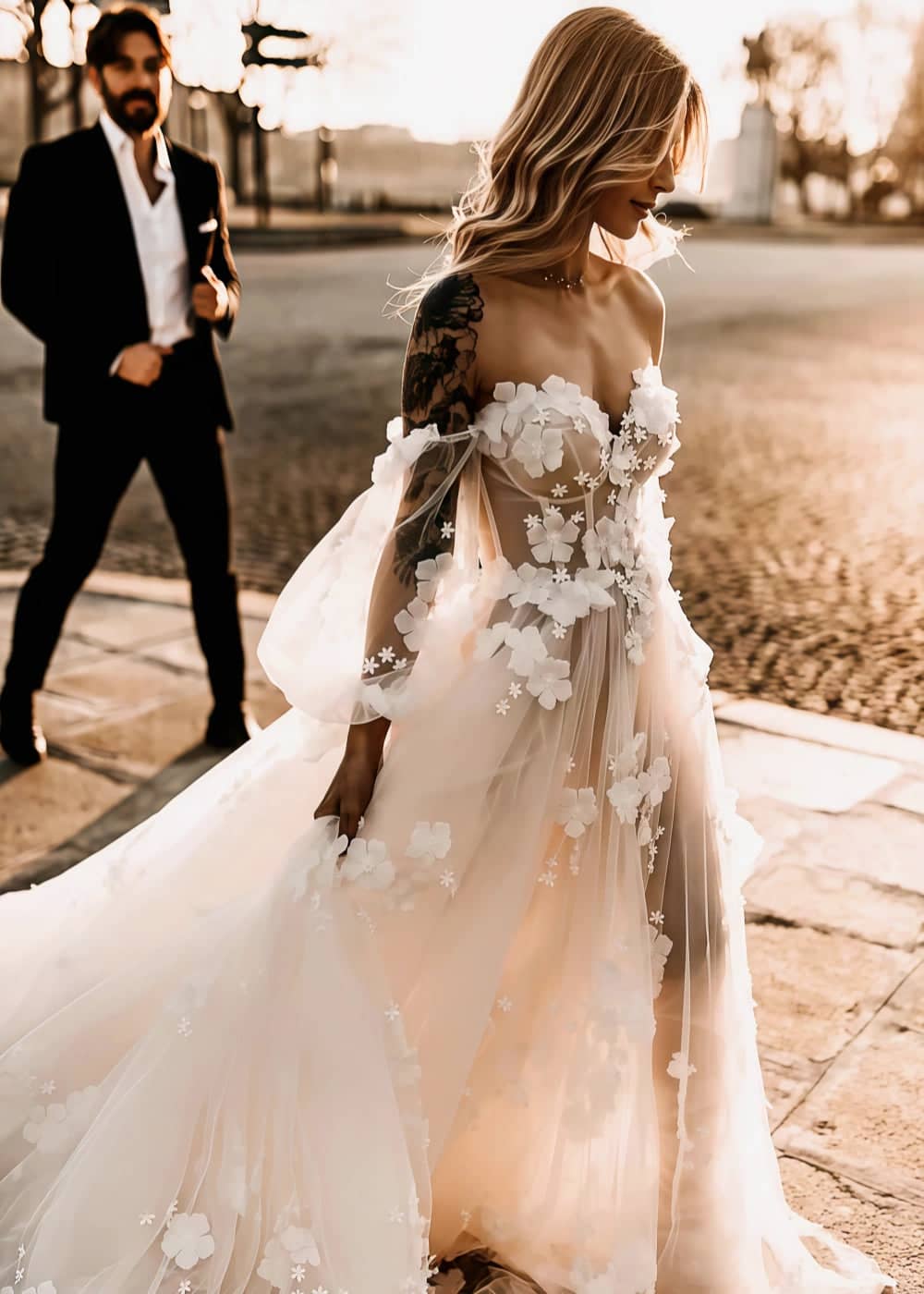 Akaks Meteora Boho Beach Wedding Gown